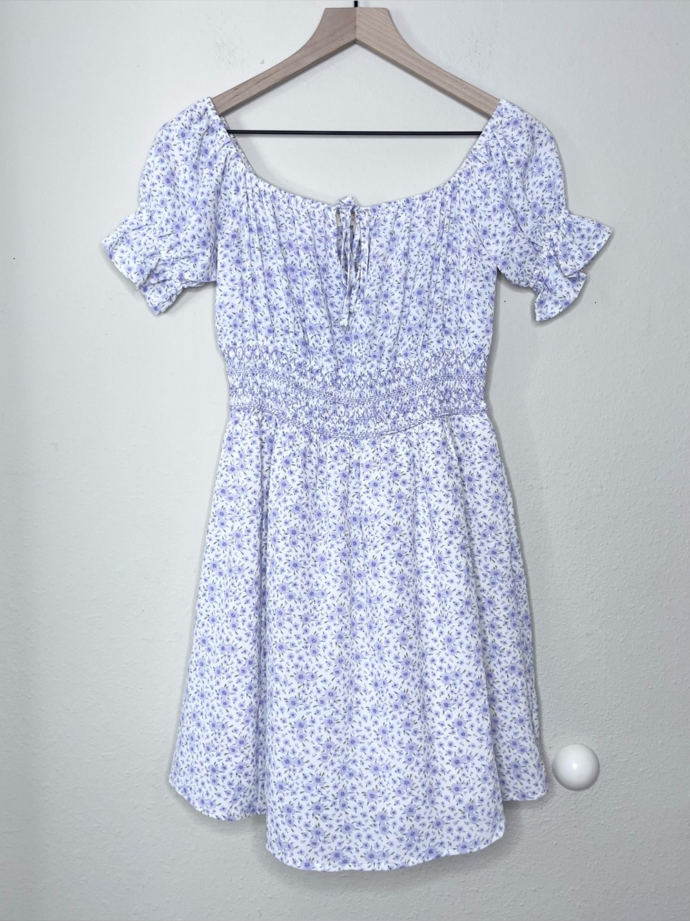 Promesa Purple Floral Smocked Puff Sleeve Mini Dress Size Small Cottagecore